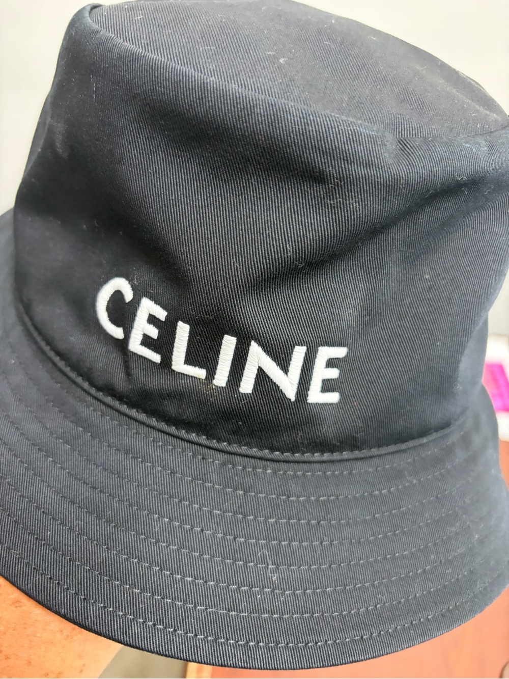 CELINE Black Logo Bucket Hat